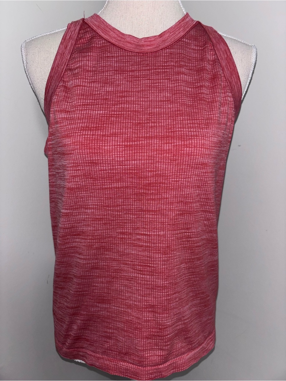 Athleta Renew Racerback Tank Space Dye ribbed sienna rust high neck size XL